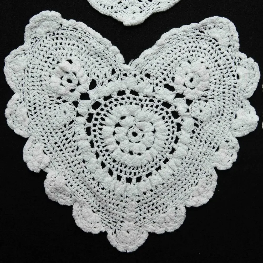 4 Vintage Heart Shaped Doilies